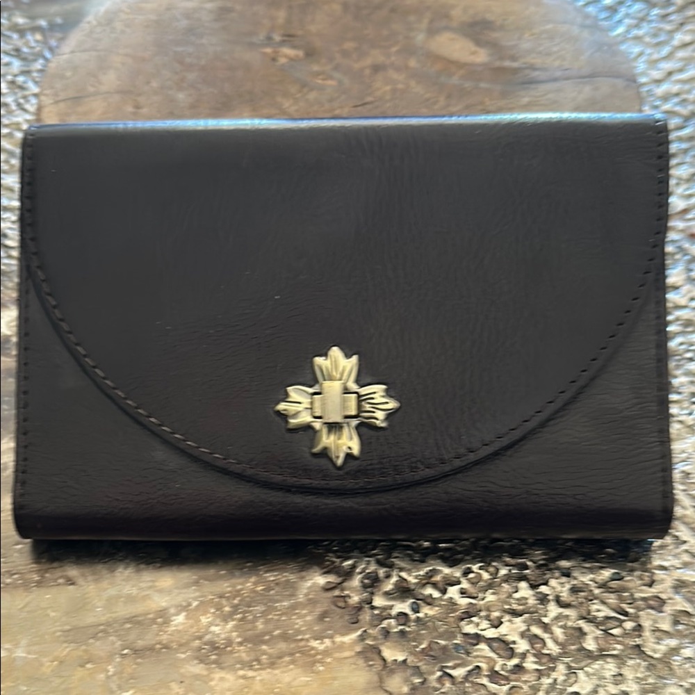 Patricia Nash Black Wallet with Gold Clasp
